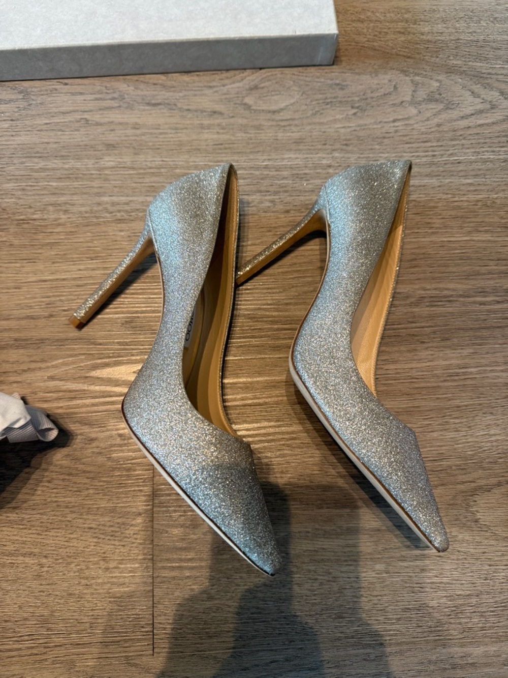 Jimmy Choo Glitter Pointed-Toe Pumps in Silver - Picture 3 of 5